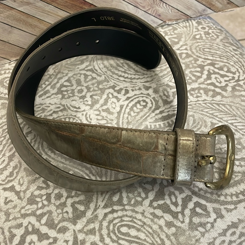 VINTAGE Aimee Lynn GOLD GENUINE LEATHER 1.4" wide made USA‎ WOMEN'S BELT LG